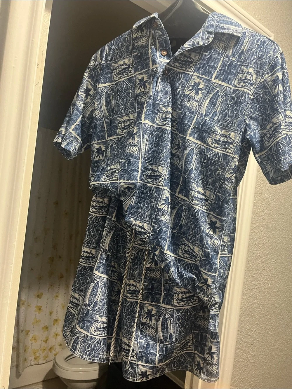 Men’s Blue Hawaiian-Print Set